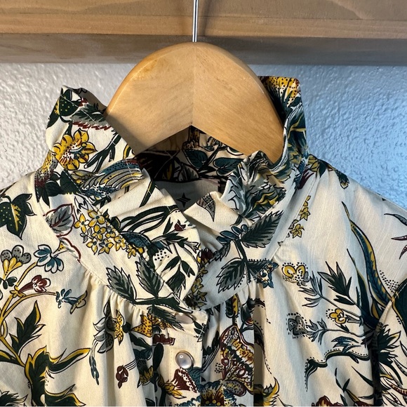 Tuckernuck Floral Ruffle Blouse - Cream and Green - Picture 11 of 16